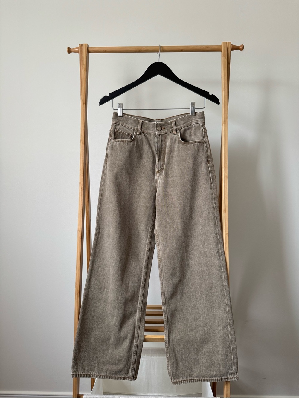 COS High-Rise Wide-Leg Jeans in Faded Taupe